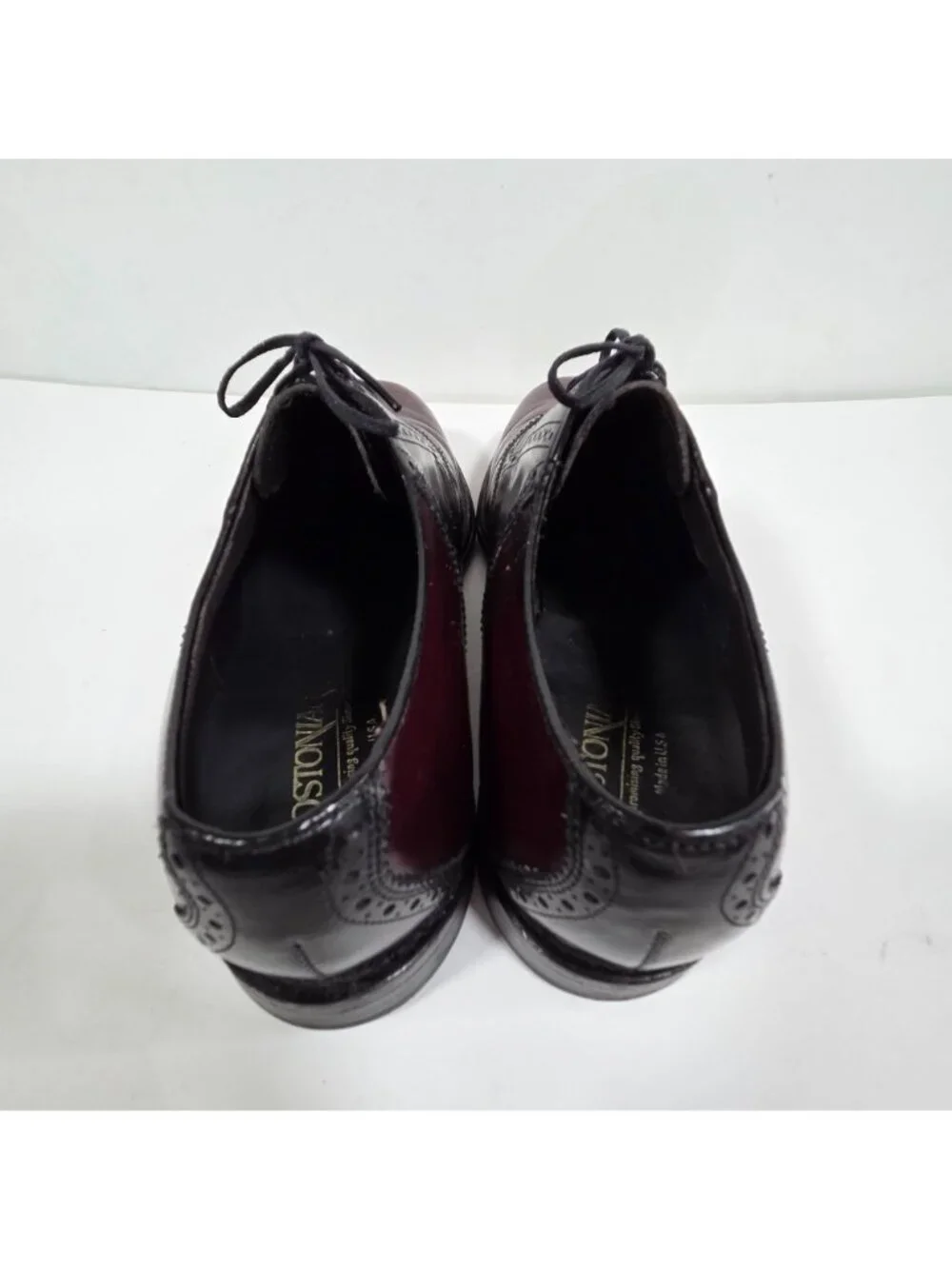 Bostonian Men’s Saddle Oxford Dress Shoes Brown Burgundy Black Leather Lace Up S - Picture 4 of 9